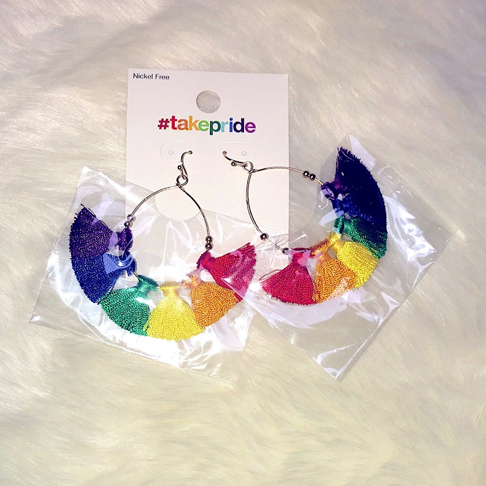 🆕🏳️‍🌈#TakePride Colorful Tassel🧵Hoop Earrings - Picture 3 of 10